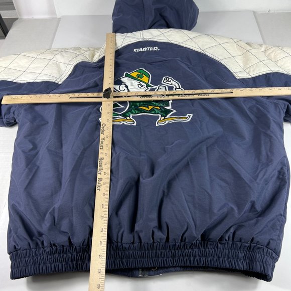 VTG 90s Starter Notre Dame Fightin Irish Jacket Extra Large Full Zip Puffer Coat - Picture 12 of 15